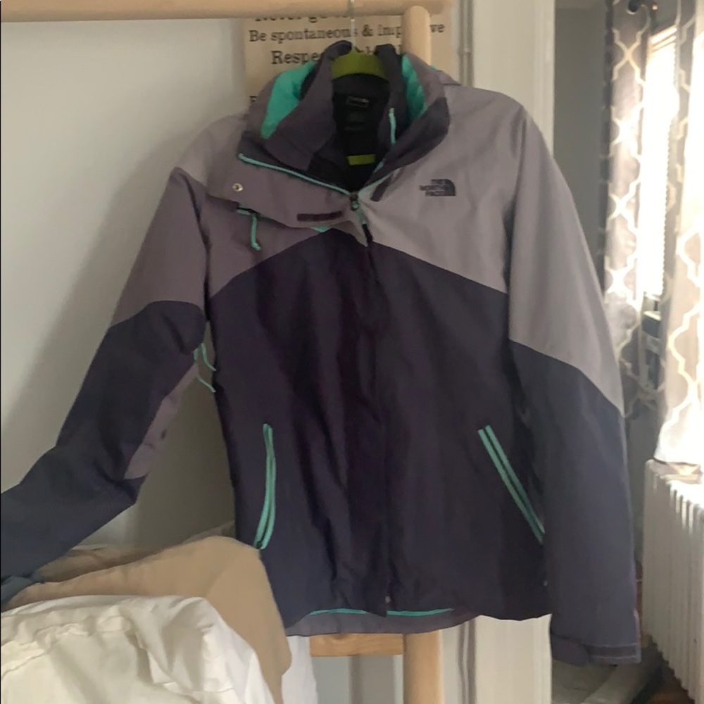 2 in 1 purple North Face Winter Jacket